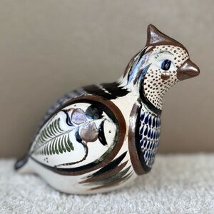 Vintage Tonala Pottery Mexican Folk Art Quail Bird Figurine Statue large